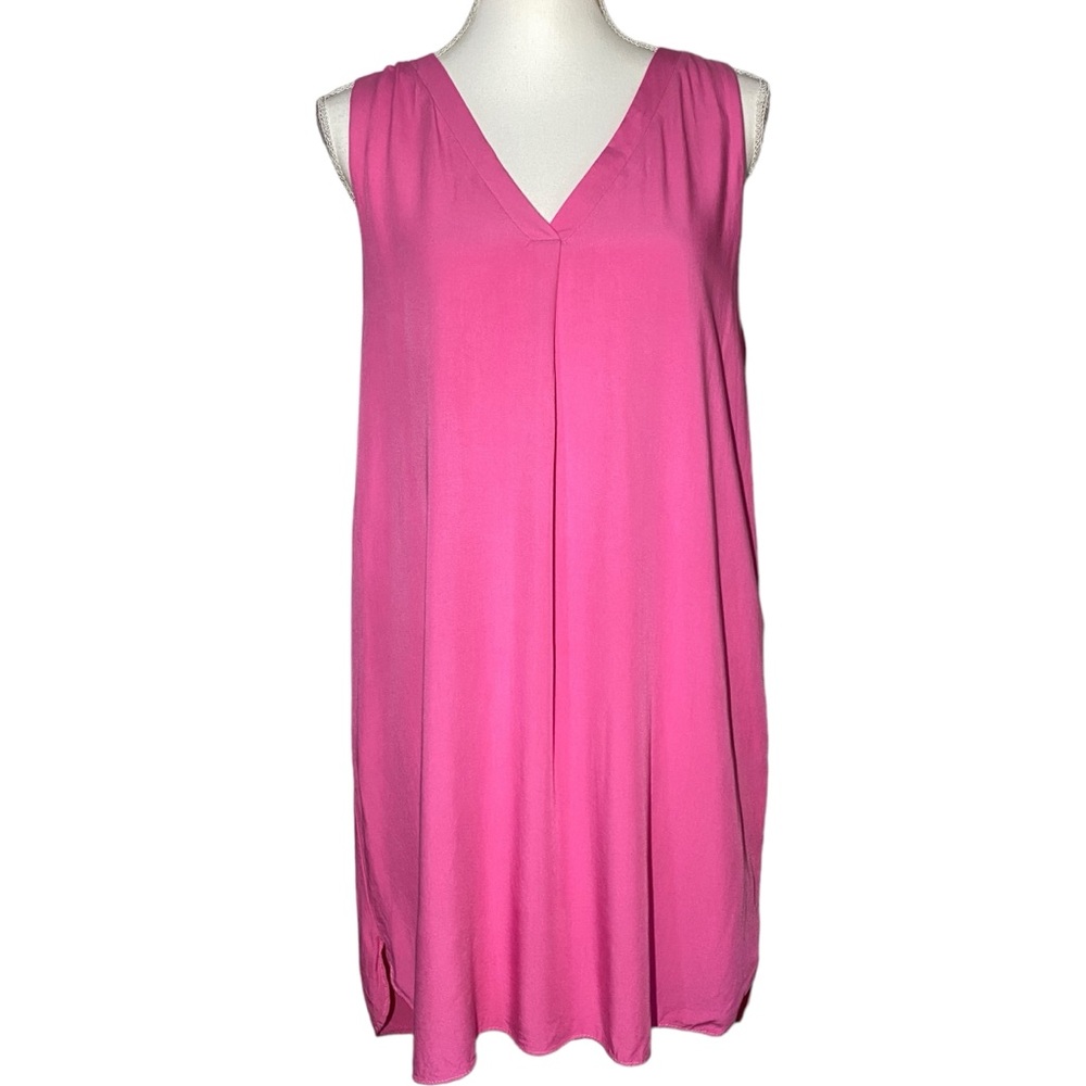 Everly Women's Large Shift Mini Dress Pink Lined Notch Neck Sleeveless Tank